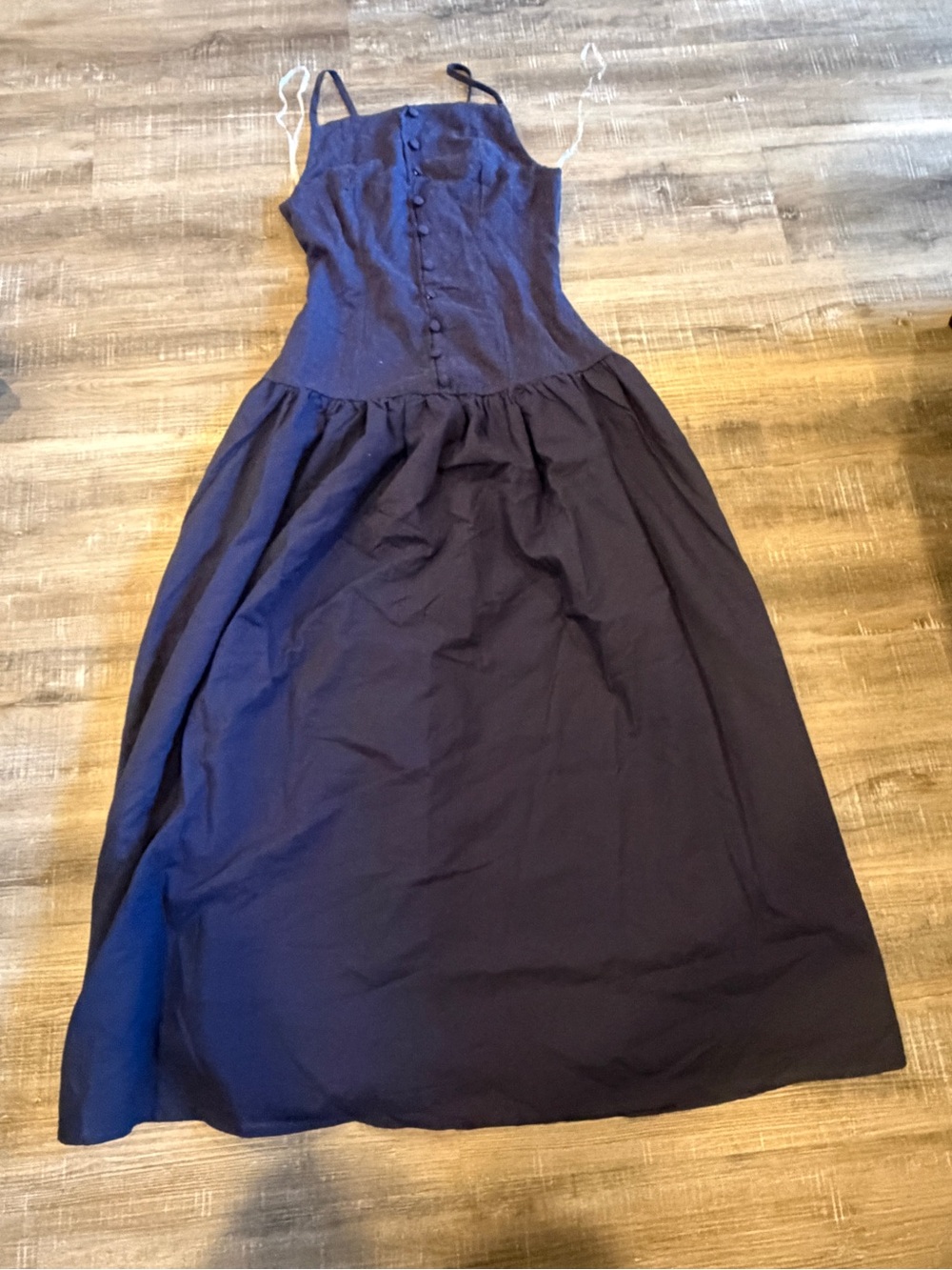 wild fable Navy Button-Front Spaghetti-Strap Maxi Dress